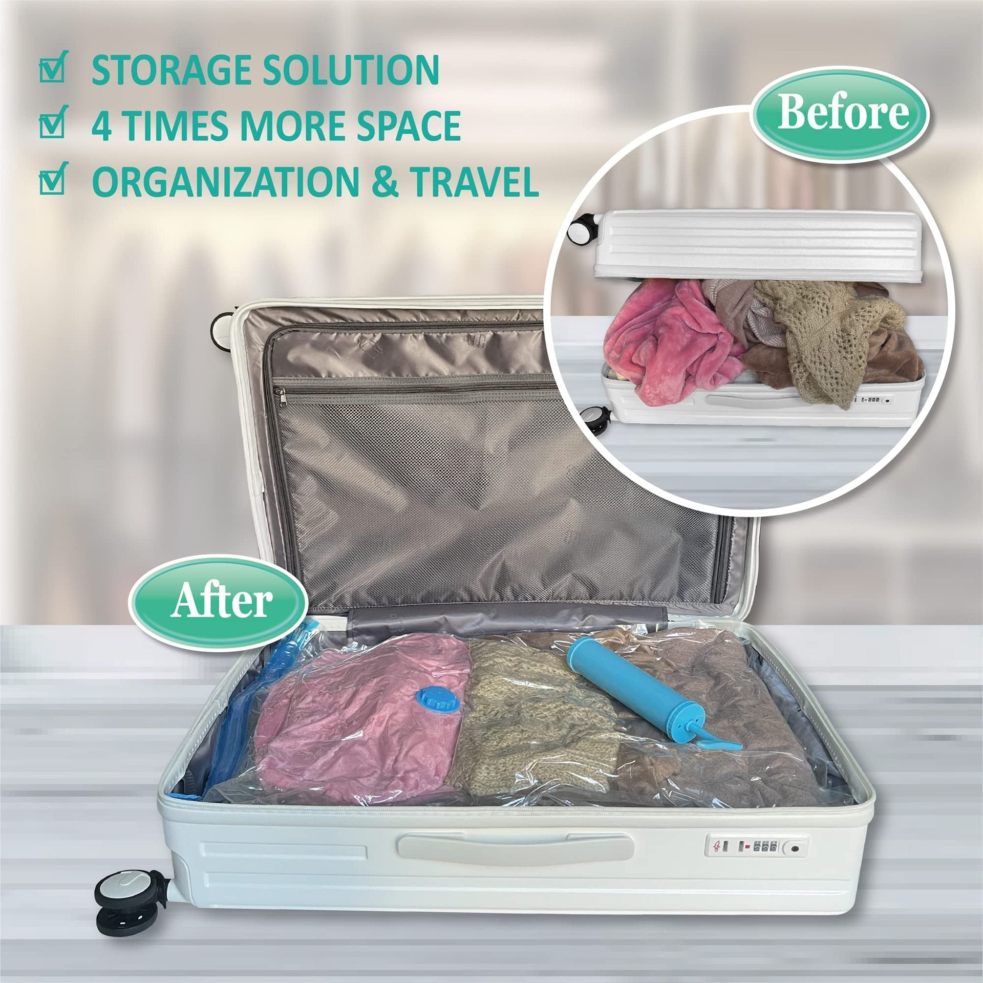12Pcs of Vaccum Storage Bag with Manual Pump