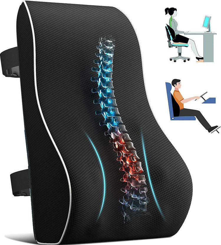 Mesh Cover Double Adjustable Straps Lumbar Pillow Memory Foam