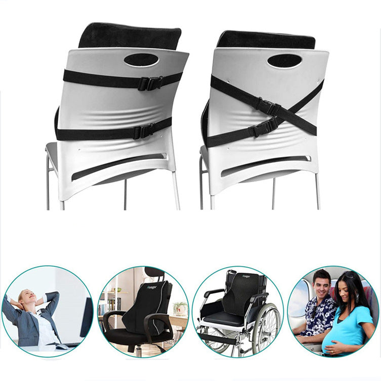 Mesh Cover Double Adjustable Straps Lumbar Pillow Memory Foam