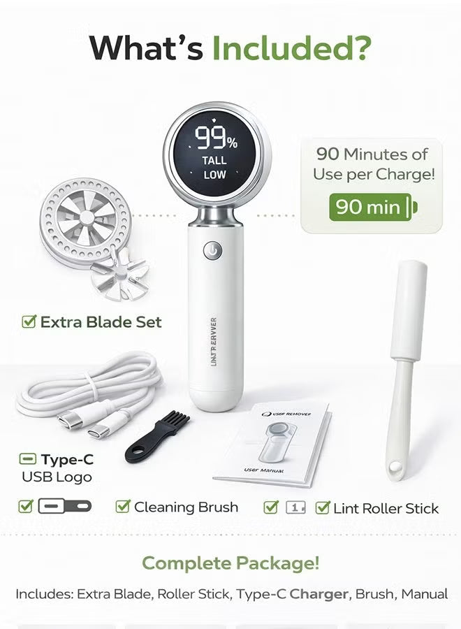 Rechargeable Fabric Shaver & Lint Remover (2-in-1)
